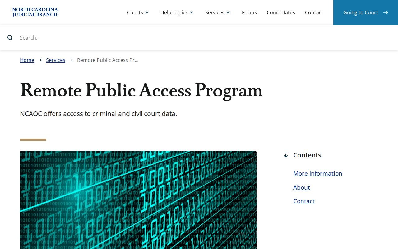 Randolph County docket search remote public access program distinction