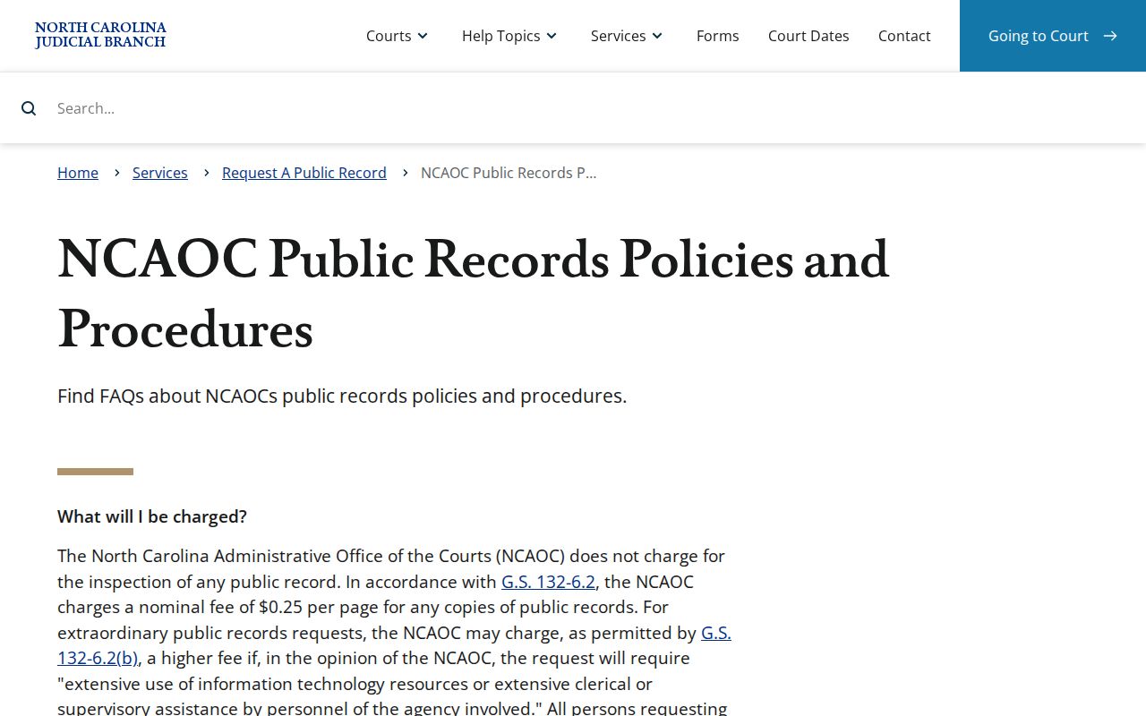 Randolph County court case records NCAOC policy source