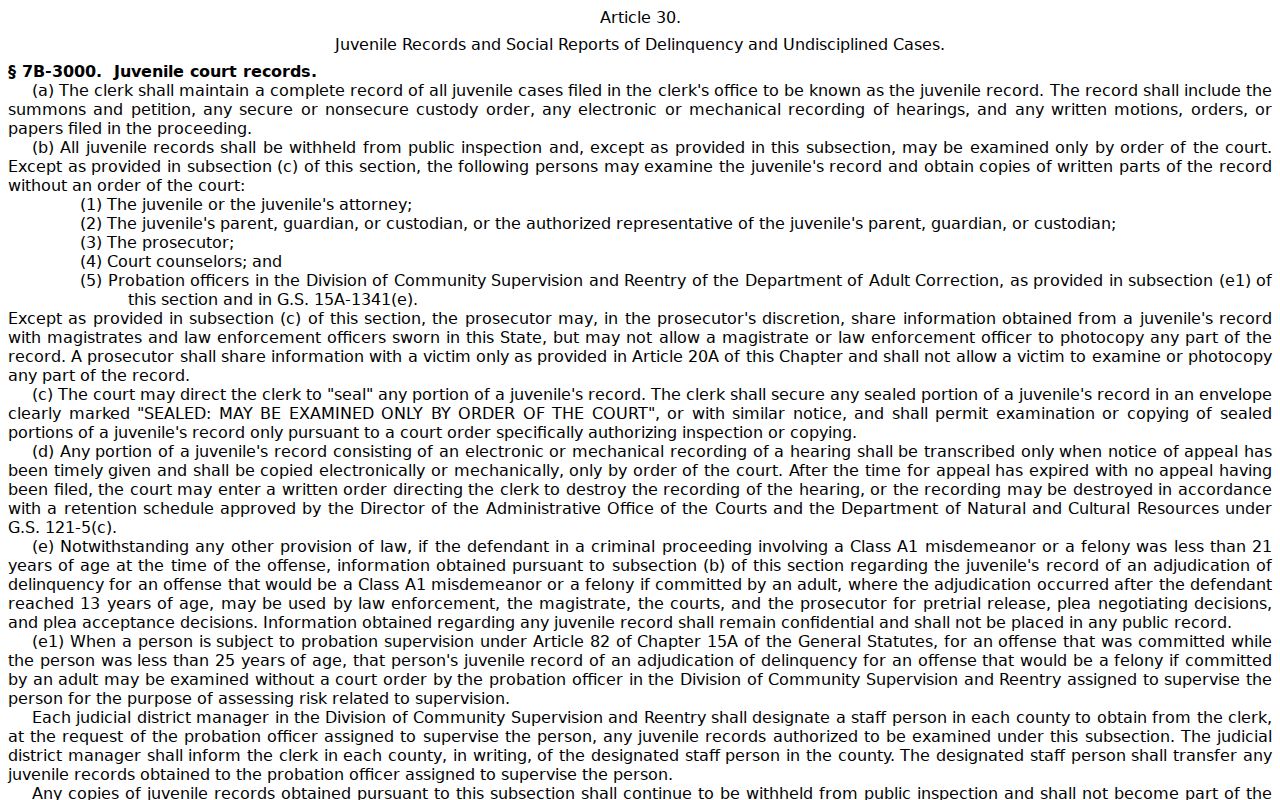 Randolph County criminal court docket juvenile confidentiality rule