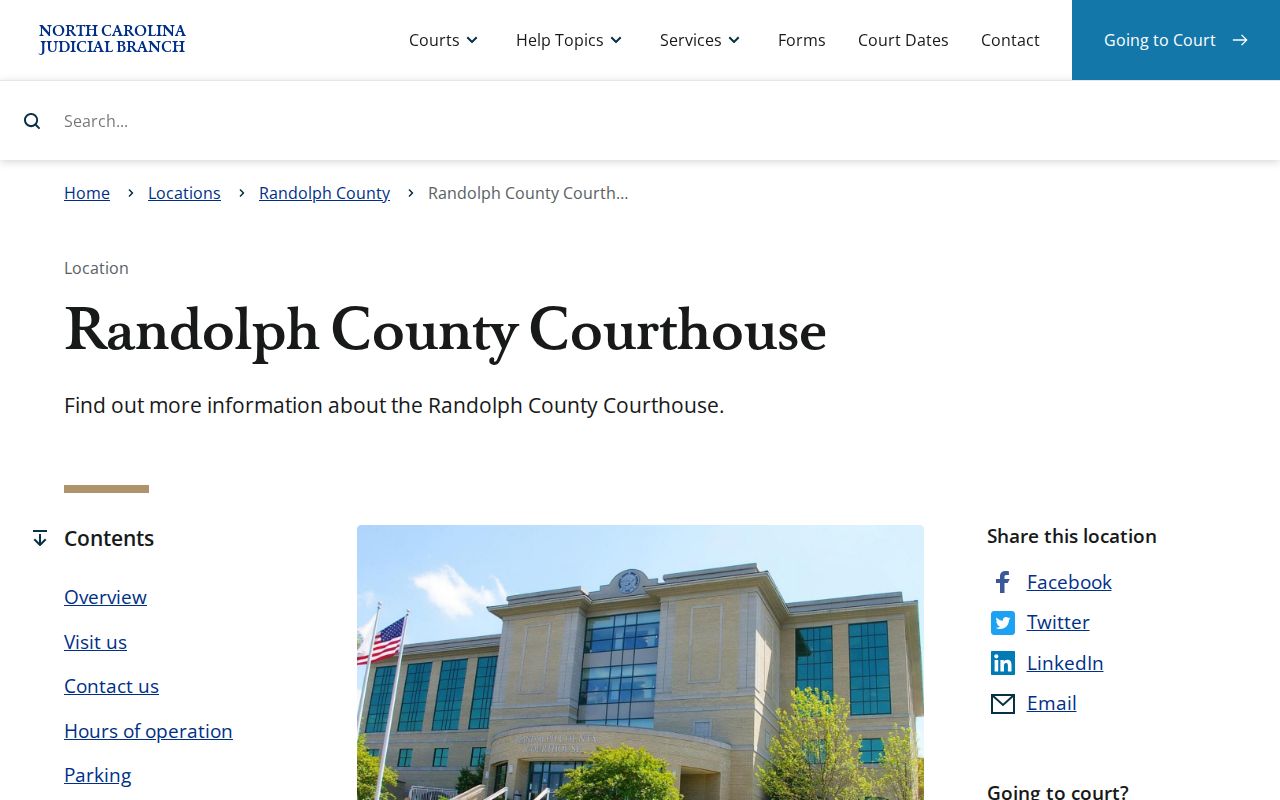 Randolph County court docket courthouse access in Asheboro